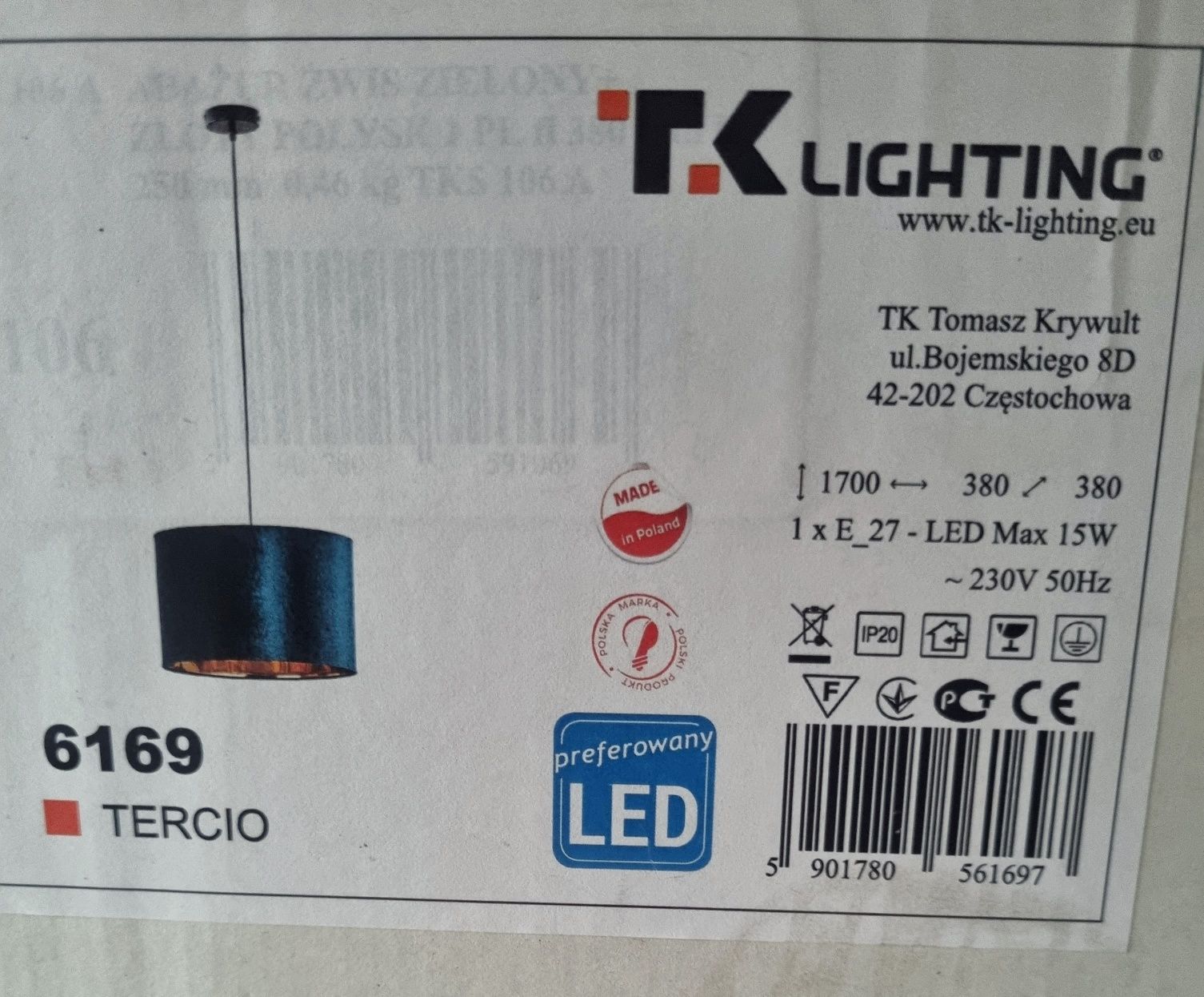 Lampa wisząca Tercio TK Lightning