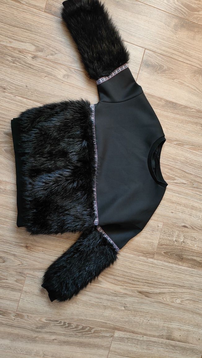Bluza L M, etno, indiańska, Boho, elegancka shein futrzak futro jak no