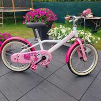 Rower 16 cali btwin rózowo biały dziewczynka