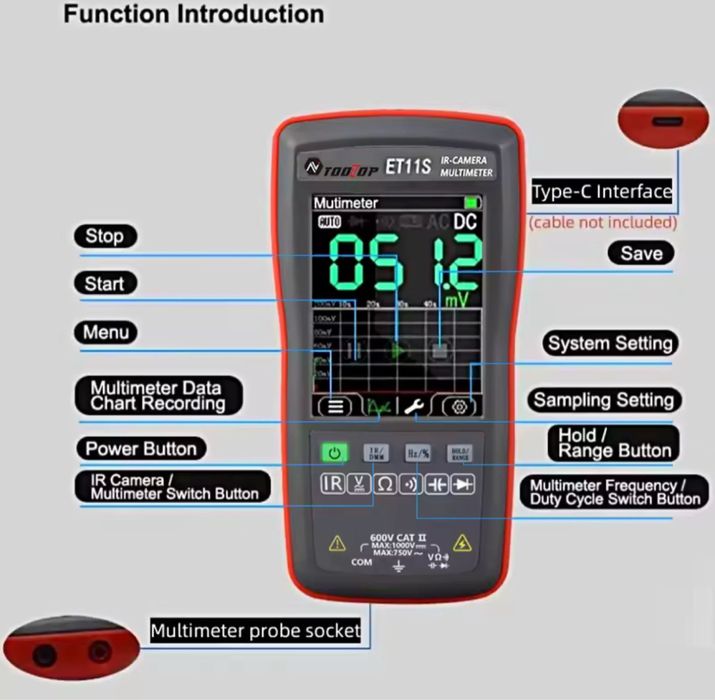 Мультиметр+ тепловізор ToolTop ET11S