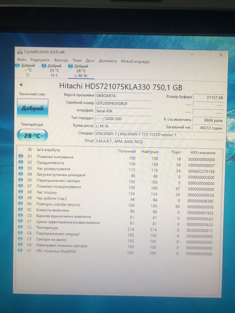 Жорсткий диск Hitachi Deskstar 750 gb