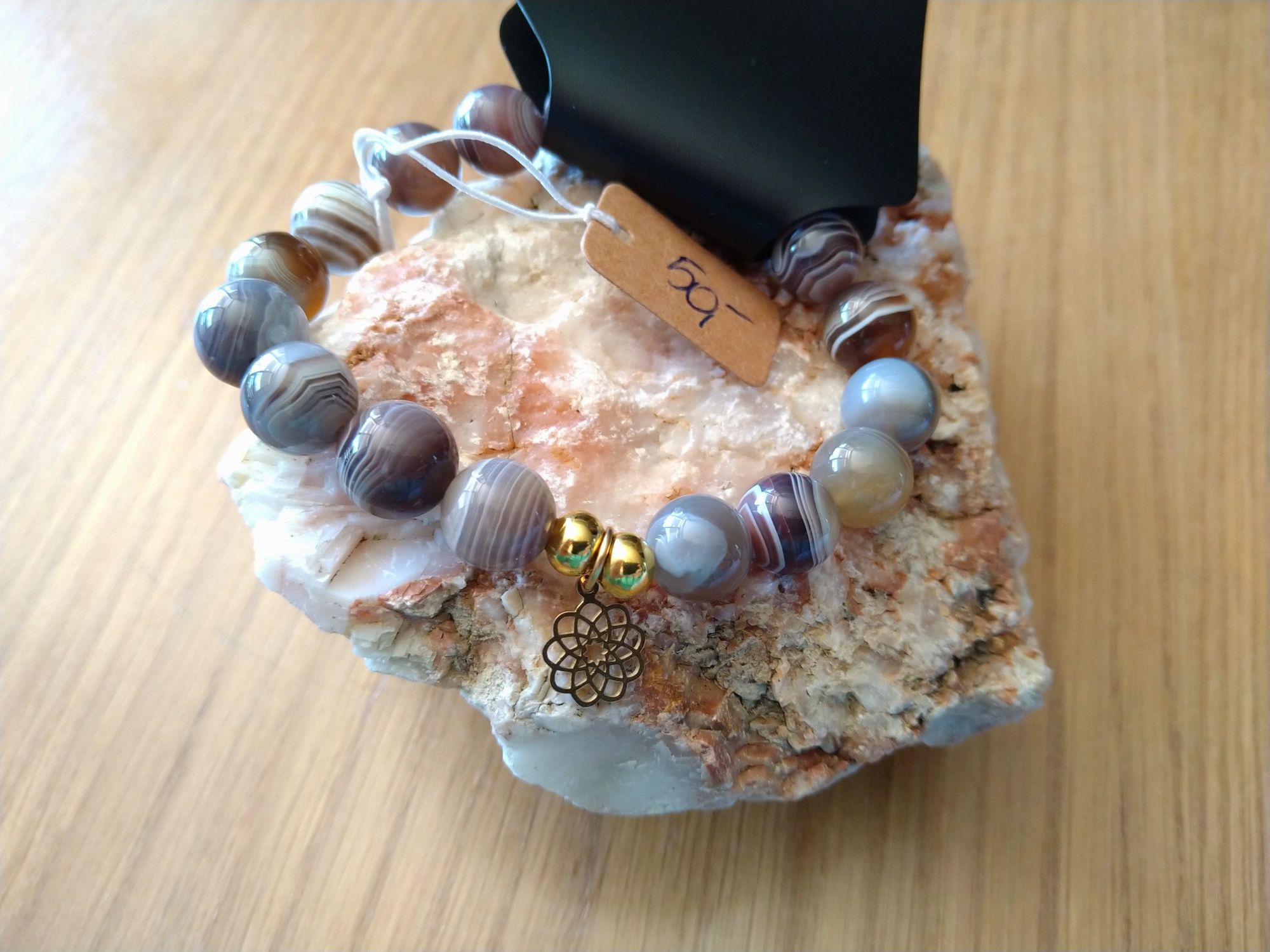 Bransoletka kamienie naturalne perły naturalne kryształ górski agat