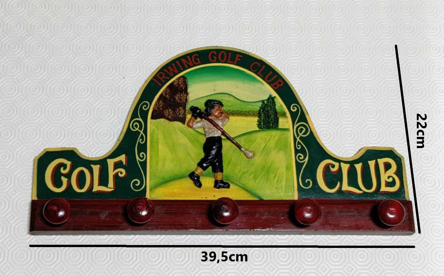 Cabide de parede inglês pintado à mão original St. Andrews Golf Club
