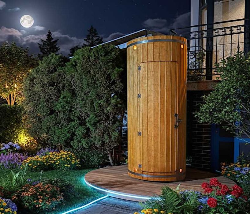 PRYSZNIC Ogrodowy Drewniany KABINA PRYSZNICOWA + Kolor + Deszczownica