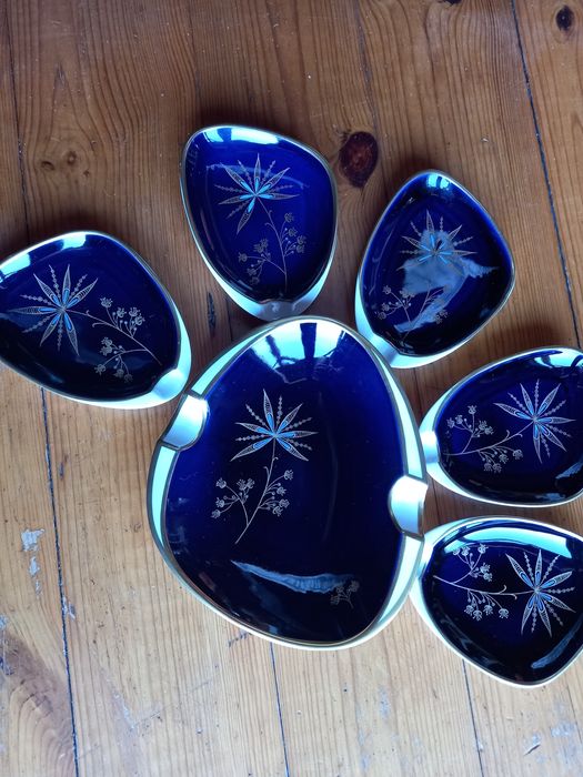 Kobaltowe, piekne talerzyki, konfiturówki