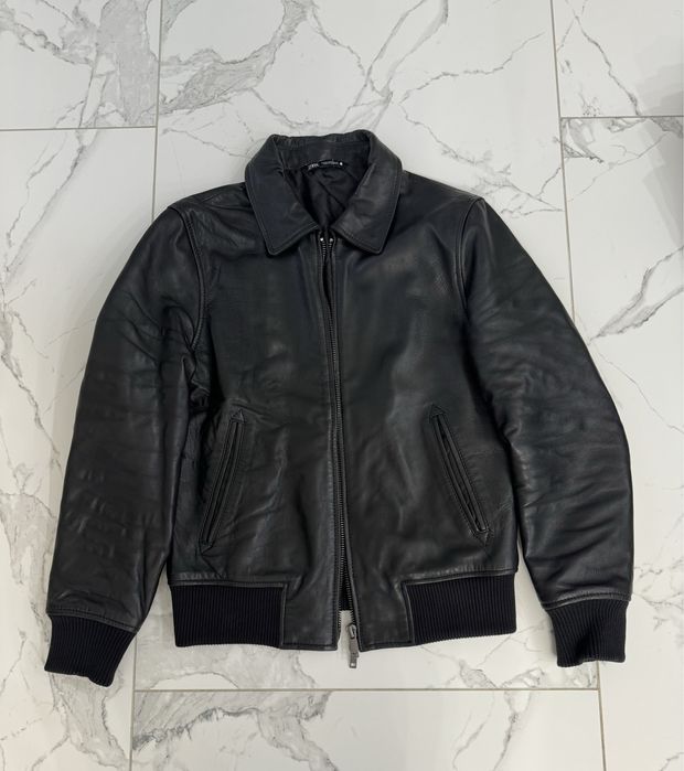 Куртка чоловіча шкіряна зара осіння з підкладкою