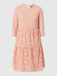Montego koralowa sukienka z bawełny z haftami angielskimi roz. 34 S