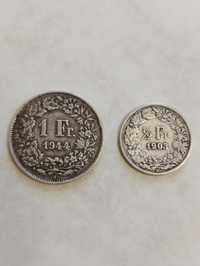 1 франк 1944 года,1/2 франка 1903 года Швейцария (серебро)