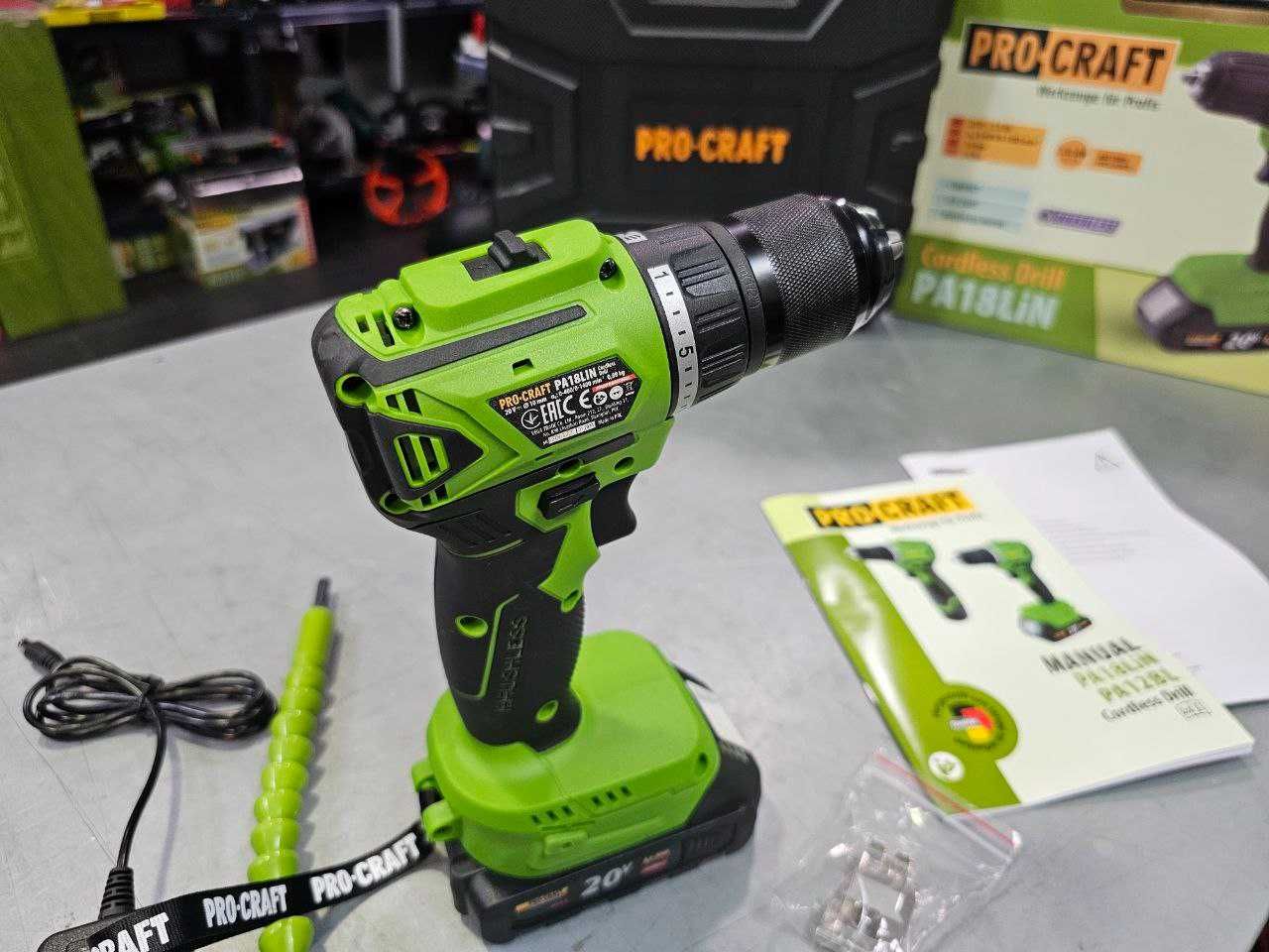 50Нм Мощный Компактный Шуруповерт ProCraft PA18Lin Бесщеточный +Кейс