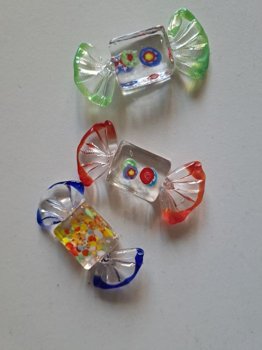 Szklane cukierki szkło murano zestaw 3 szt