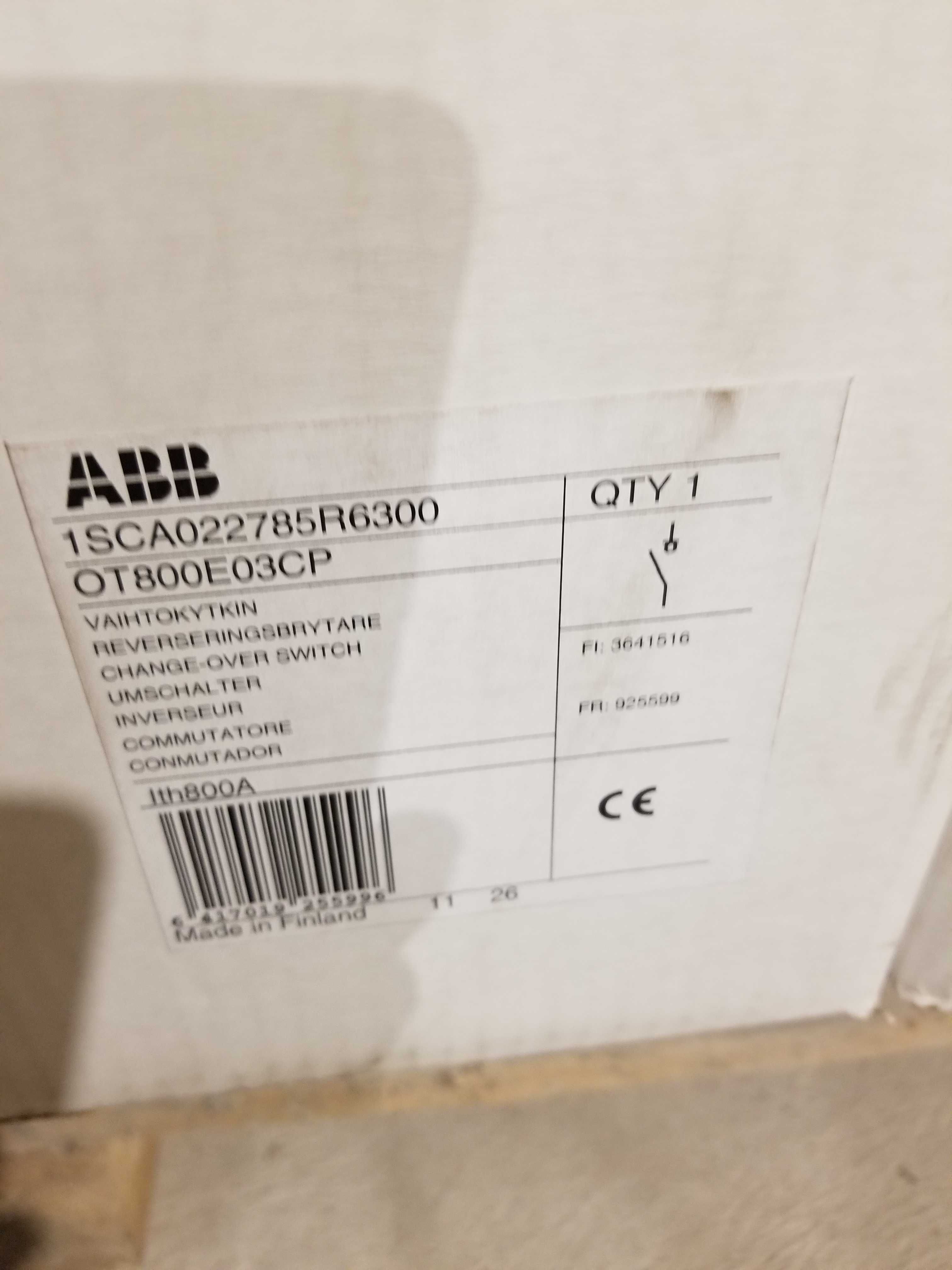 Рубильник перекидной ABB OT800E03CP 1SCA022785R6300 на 800 ампер