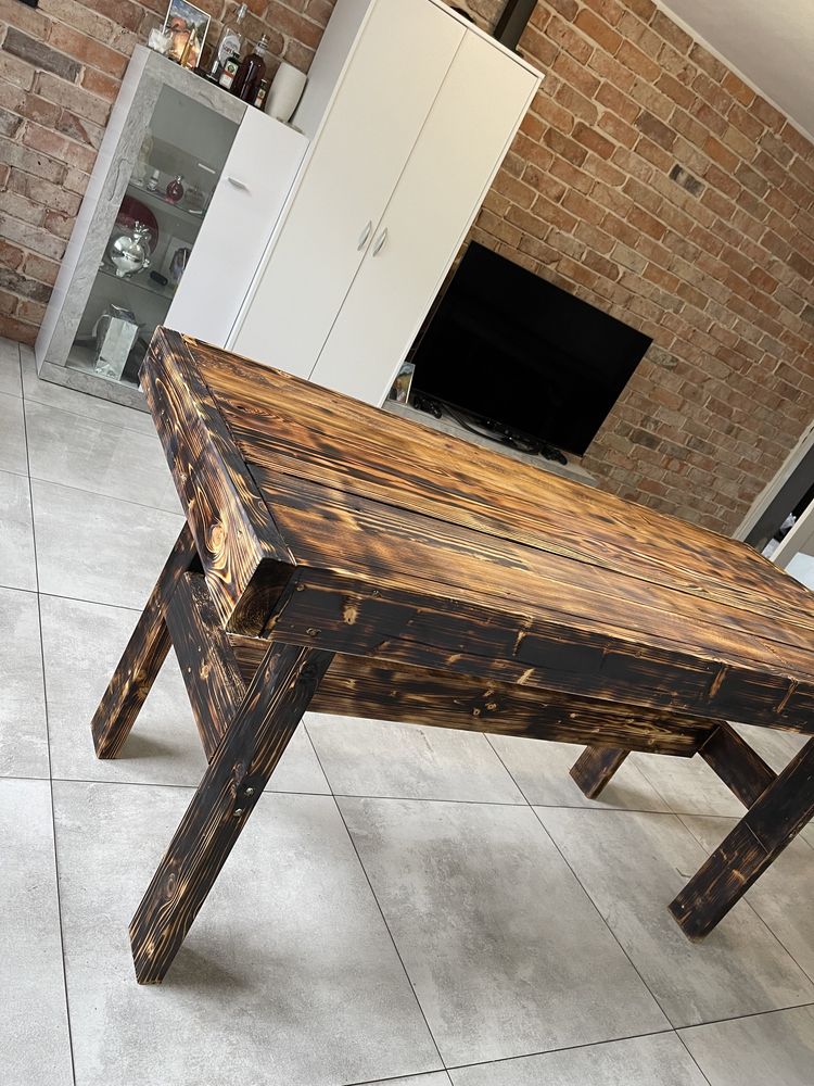 Stół drewniany,ogrodowy solidny i ciężki  zrobiony z belki 5x10