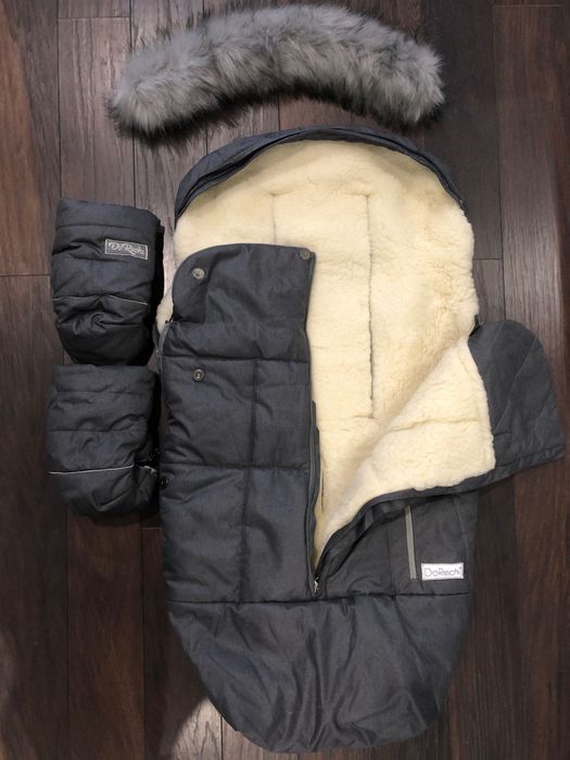 Зимний серый конверт Dorechi на овчине