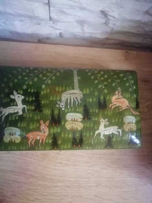 Stara szkatułka pudełko malowana ręcznie vintage antyk