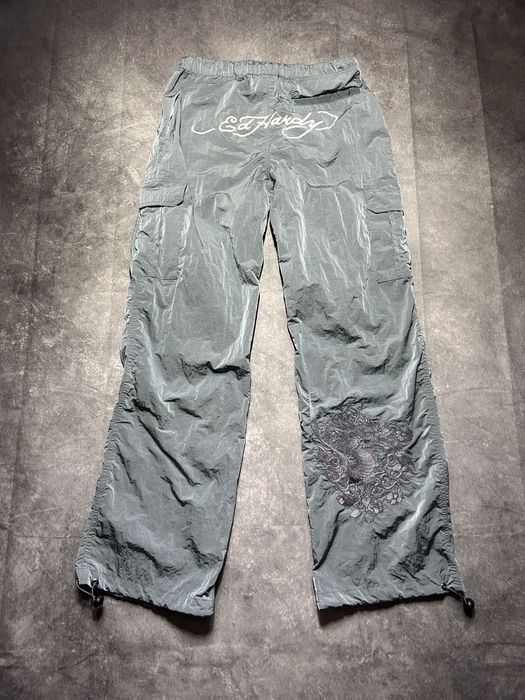 Ed Hardy x Urban Outfitters cargo pants y2k клеш джинси