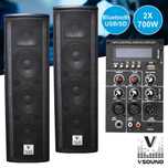 Colunas Ativa+Passiva 3×6.5″ 2x700W (1400W) Suporte e Cabo – VSOUND