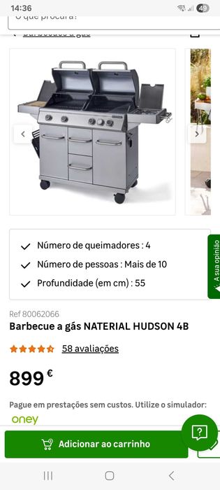 Barbecue a gás com 4 queimadores