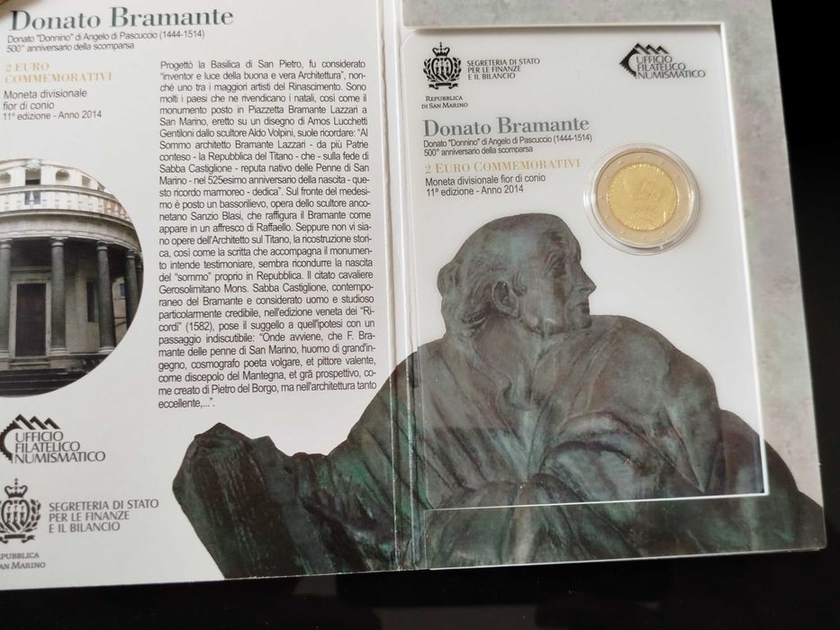 2 Moedas Comemorativas (2014) – Giacomo Puccini e Donato Bramante