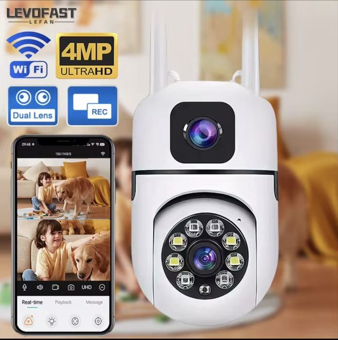 Wi-Fi відеокамера 4MP UltraHD. Поворотна, нічне бачення.