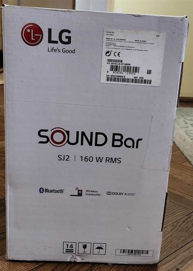 LG, Soundbar. SJ2 z głośnikiem, 160W, RMS, nowy! Szczecin, Poznań.