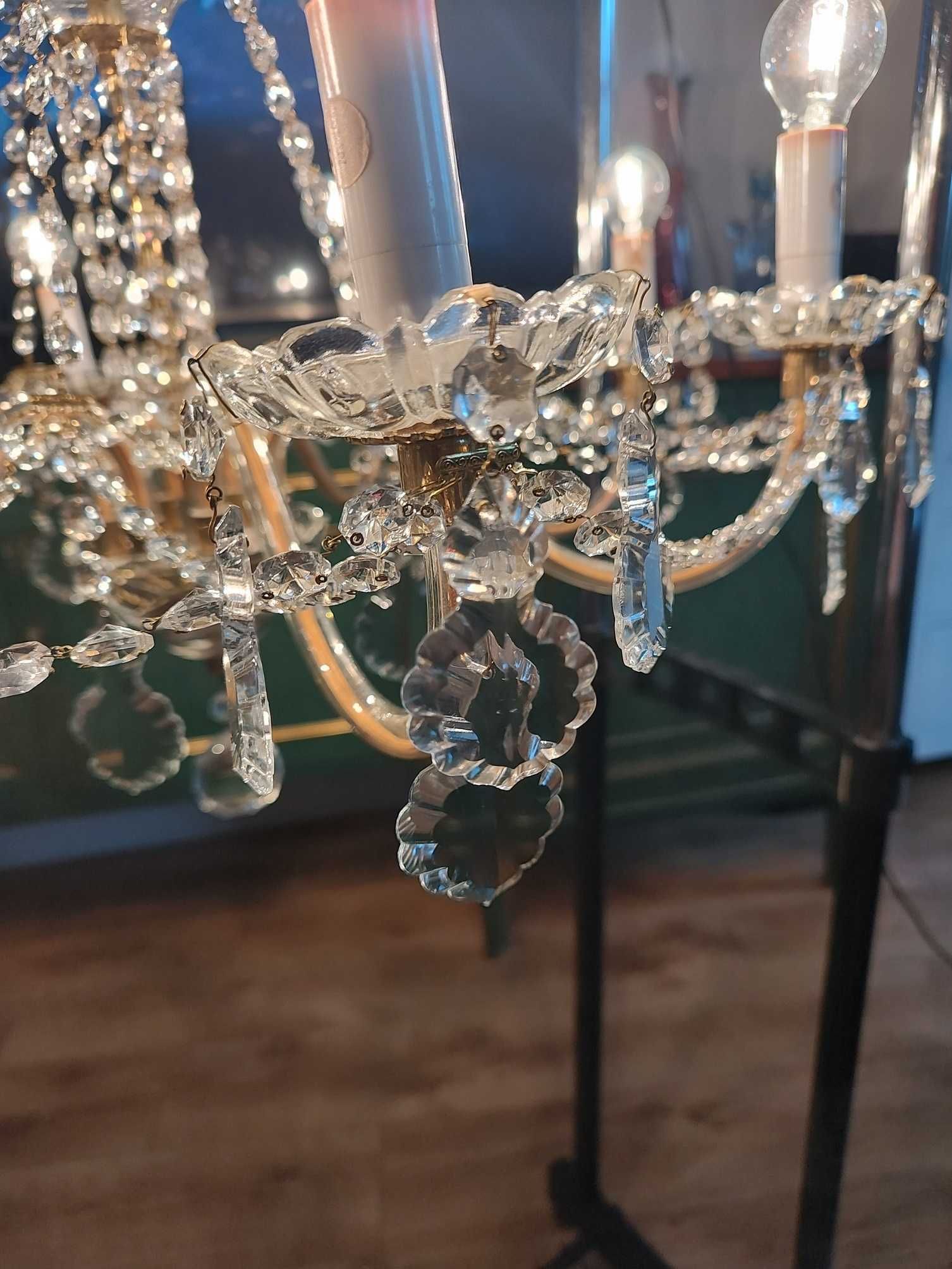 Lampa wisząca, żyrandol kryształowy, metal