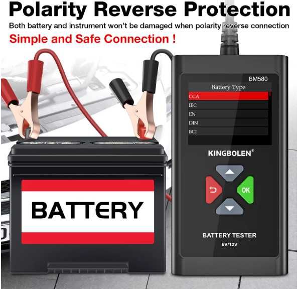 Тестер АКБ KINGBOLEN BM580.Тестер акумуляторів 6V / 12V