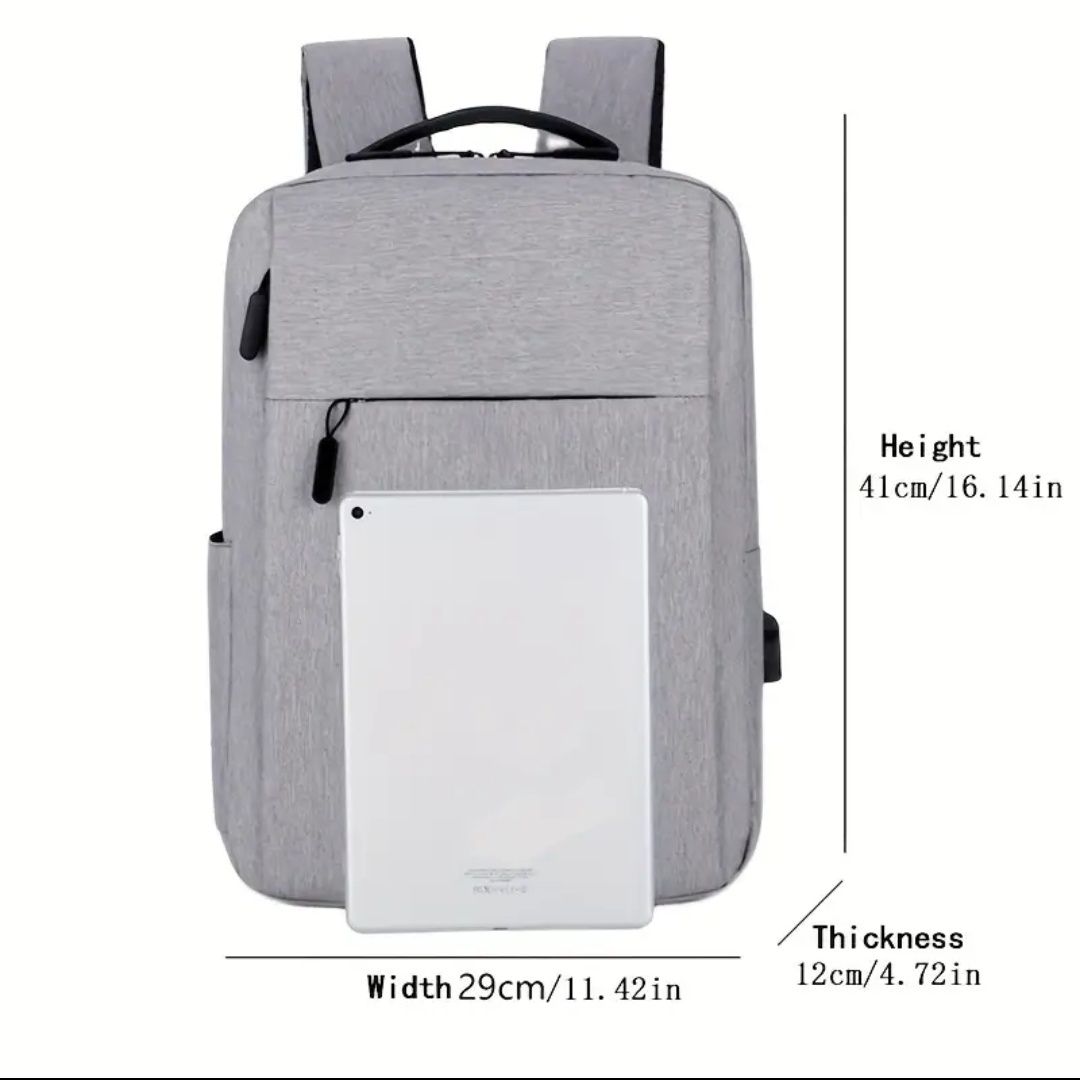 Mochila portátil e tablet preta com cabo powerbank