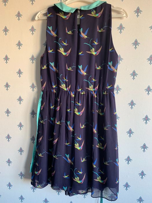 sukienka w ptaki kolibry Zara rozmiar S
