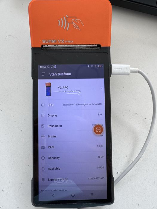 Terminal z drukarka termiczną do zamowień Sunmi V2 PRO