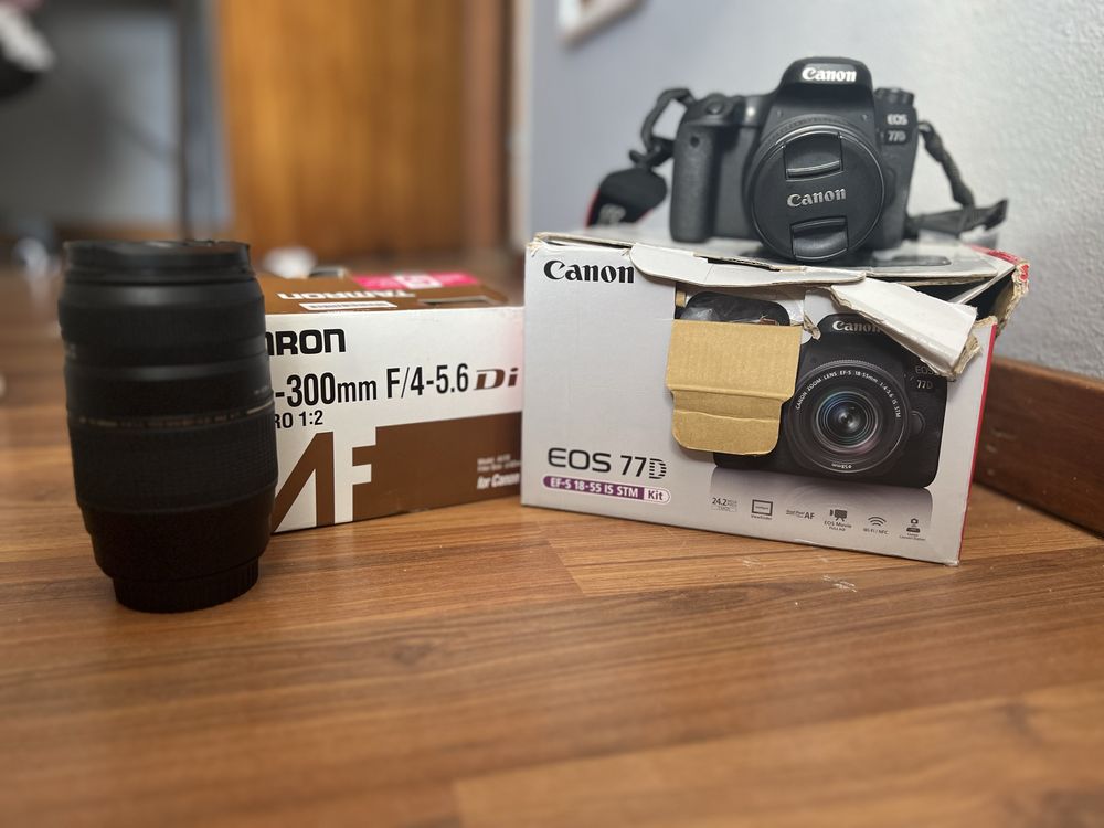 Kit CANON 77D com 3 lentes, duas baterias e mochila