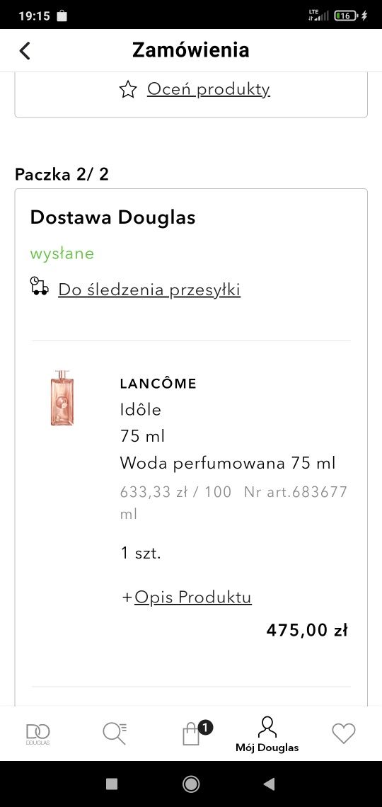 Perfumy Lancome Idole L'intense oryginalne z Douglas. 75ml edp trwałe