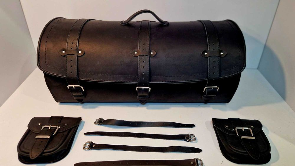 Kufer duży skórzany motocyklowy 70cm na 2 kaski