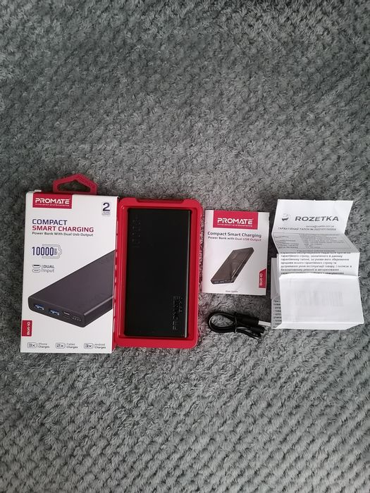 Power bank УМБ Promate 10000 10Вт 2USB павер банк універсальна батарея