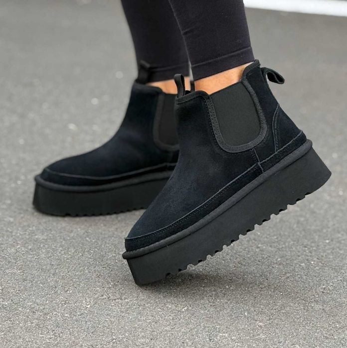 Зимові черевики натуральна замша Уггі Хутро, товста підошва, комфорт