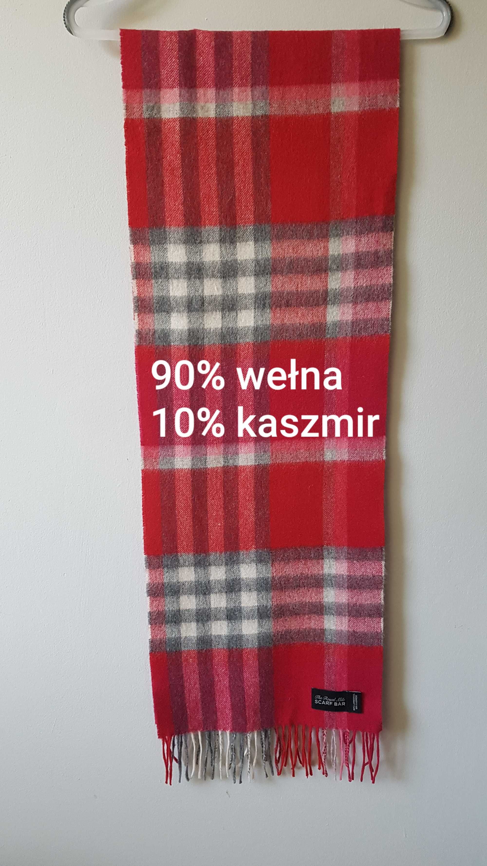 Szal w kratę wełna- kaszmir