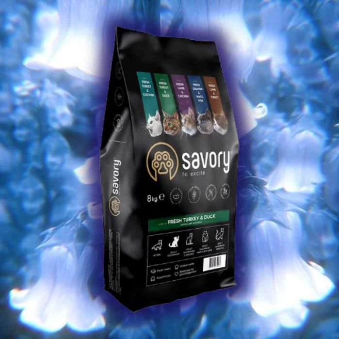 Savory adult cat gourmand fresh turkey & duck корм примхливі коти 8 кг