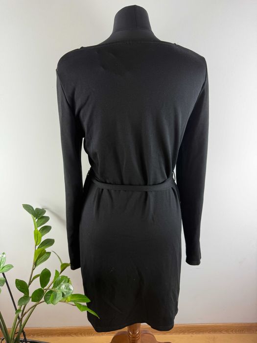 Czarna sukienka z kwadratowym dekoltem dzianinowa ciążowa Bonprix L/XL