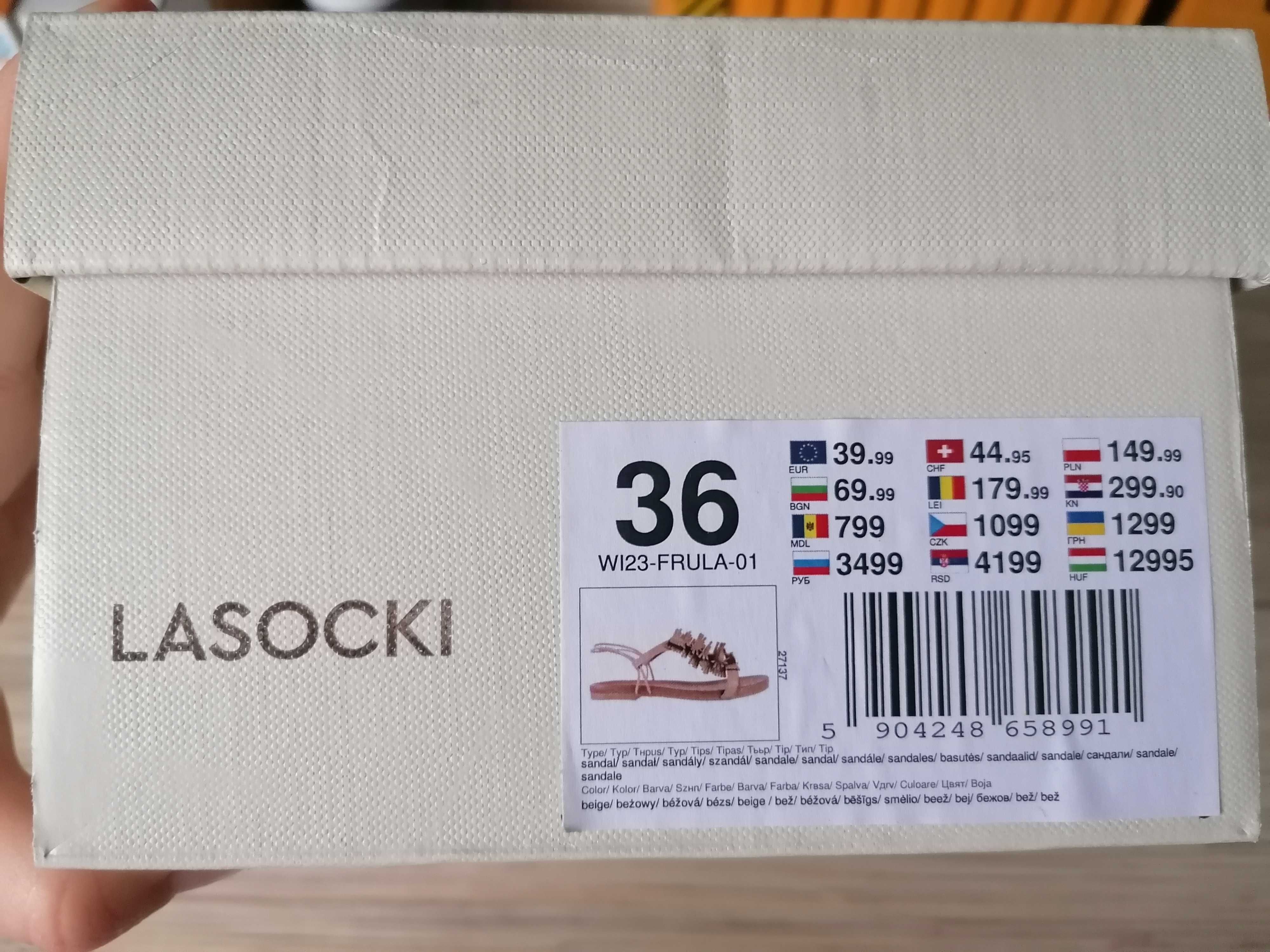 Sandały beżowe, brązowe boho Lasocki