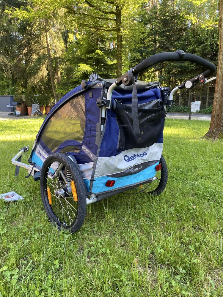 Przyczepka rowerowa Qeridoo Sportrex 2 niebieska pokrowiec gratis