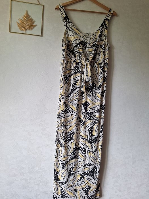 Sukienka Promodo 38 M / 40 L maxi we wzory żółto czarna  ramiączka