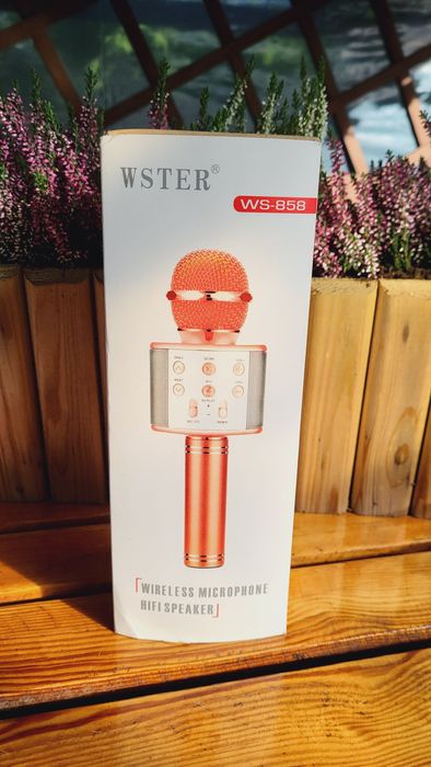 Mikrofon karaoke srebrny nowy USB Wster ws-858
