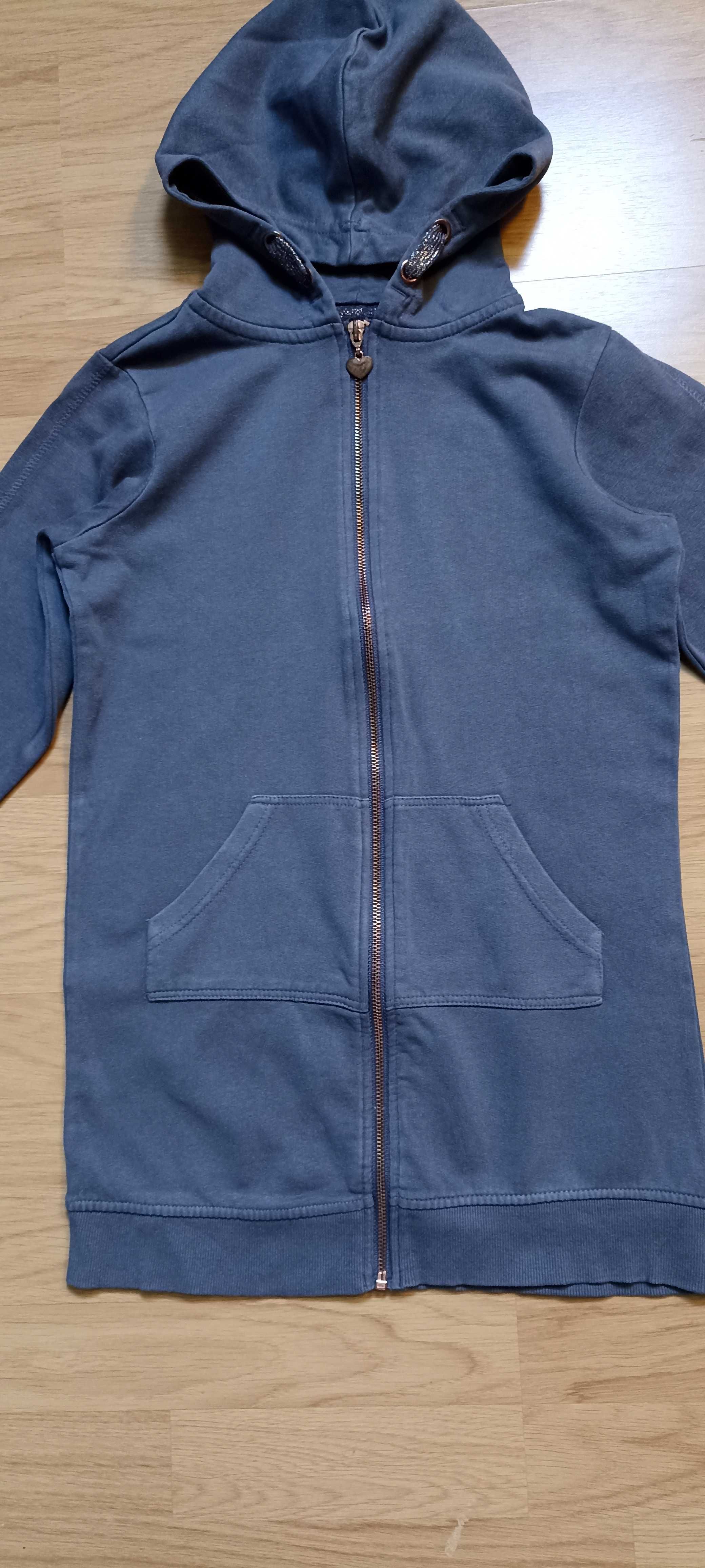 Bluza długa 140 rozpinana kaptur kieszenie zamek