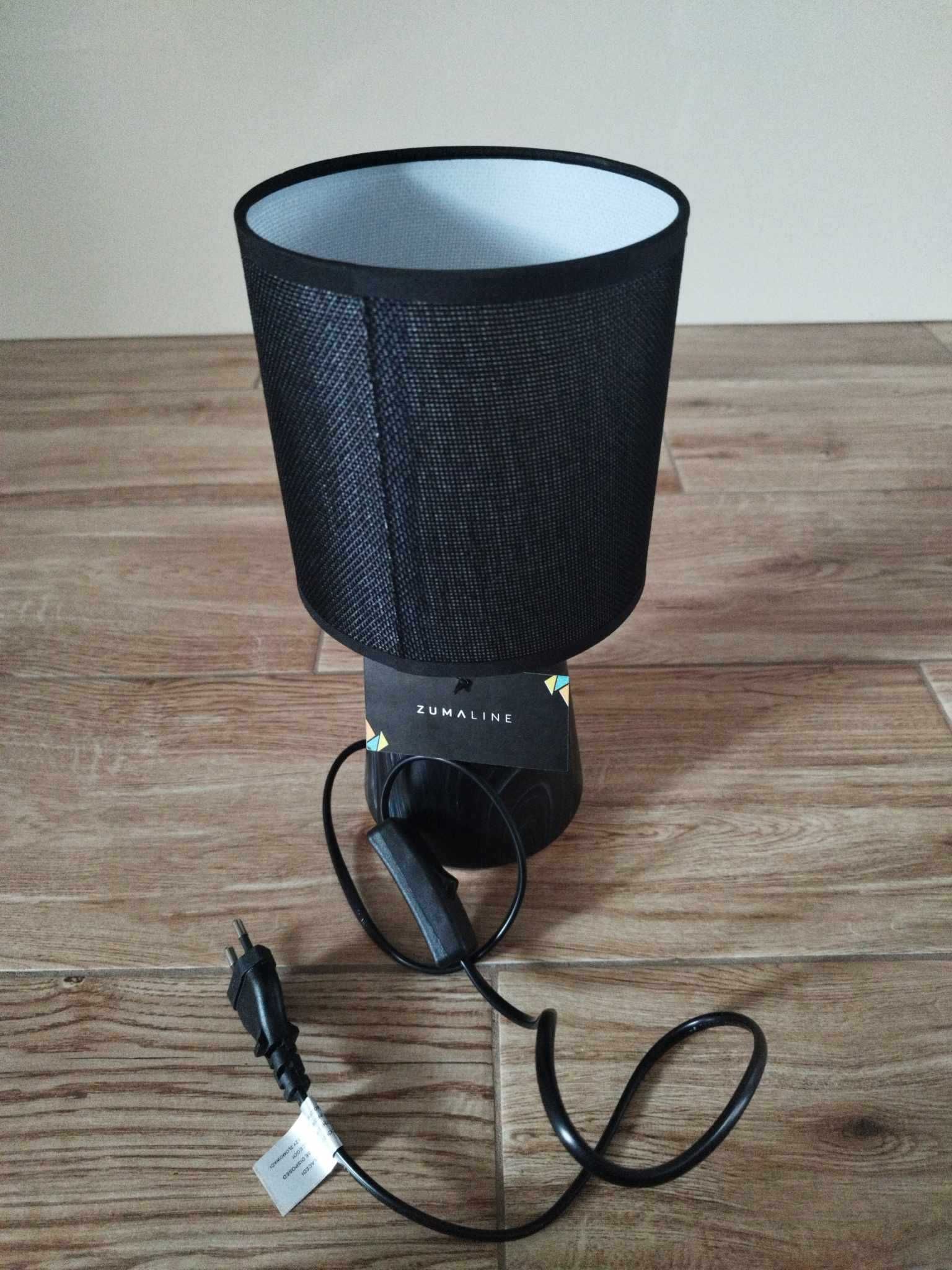 Lampa stołowa z abażurem czarno-złota 27 cm