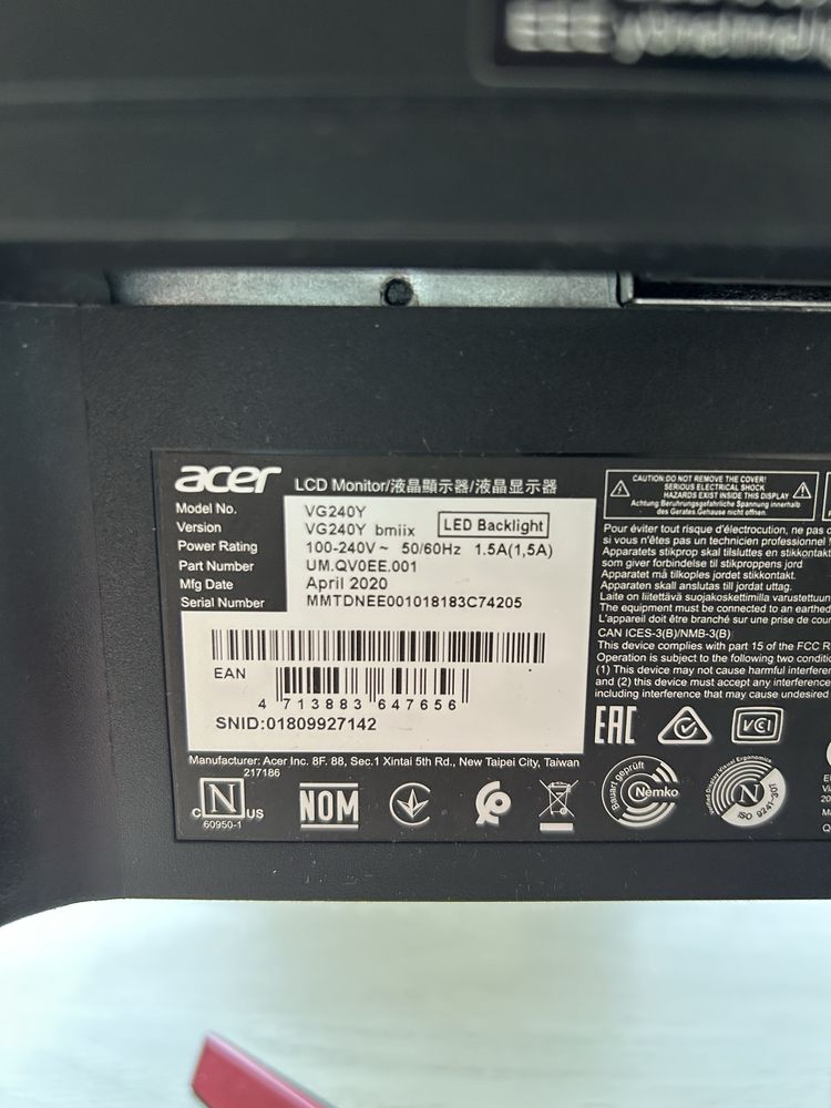 Monitor ACER 24 VG240Y75Hz