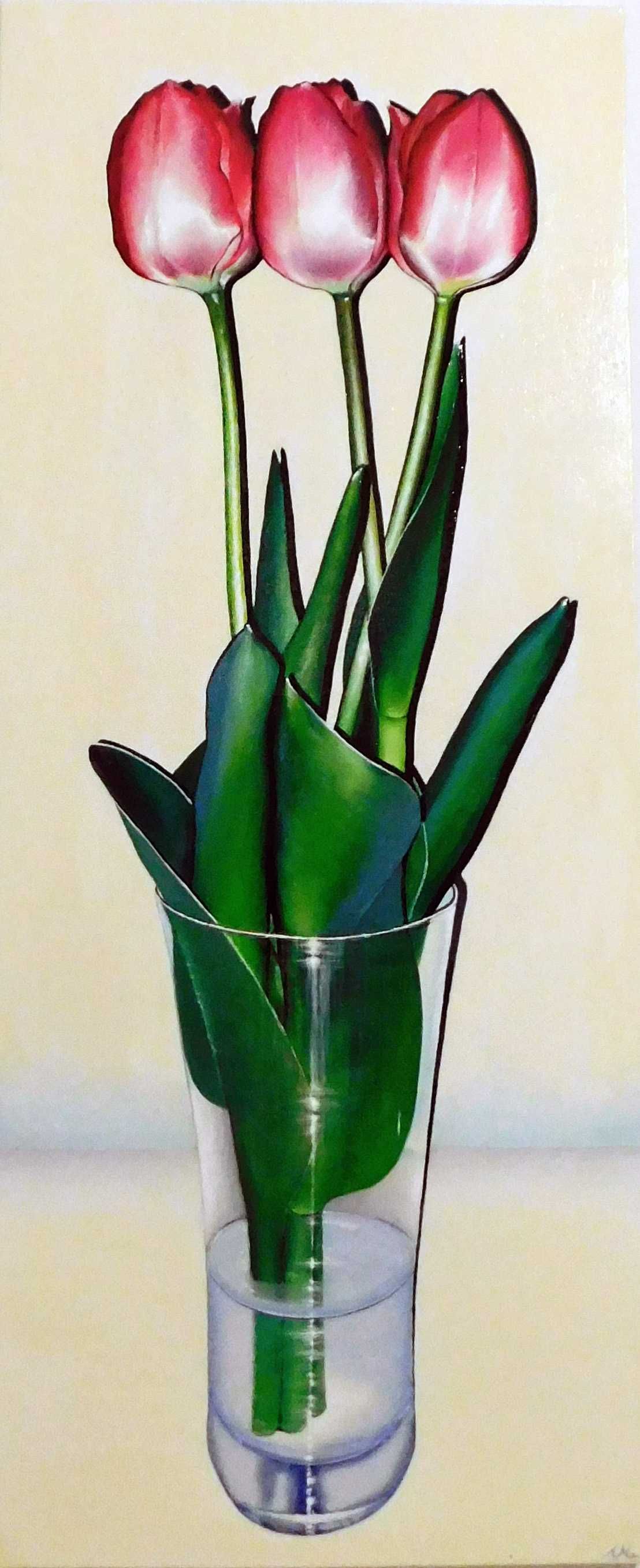 Obraz akrylowy ręcznie malowany pt: "Tulipany"