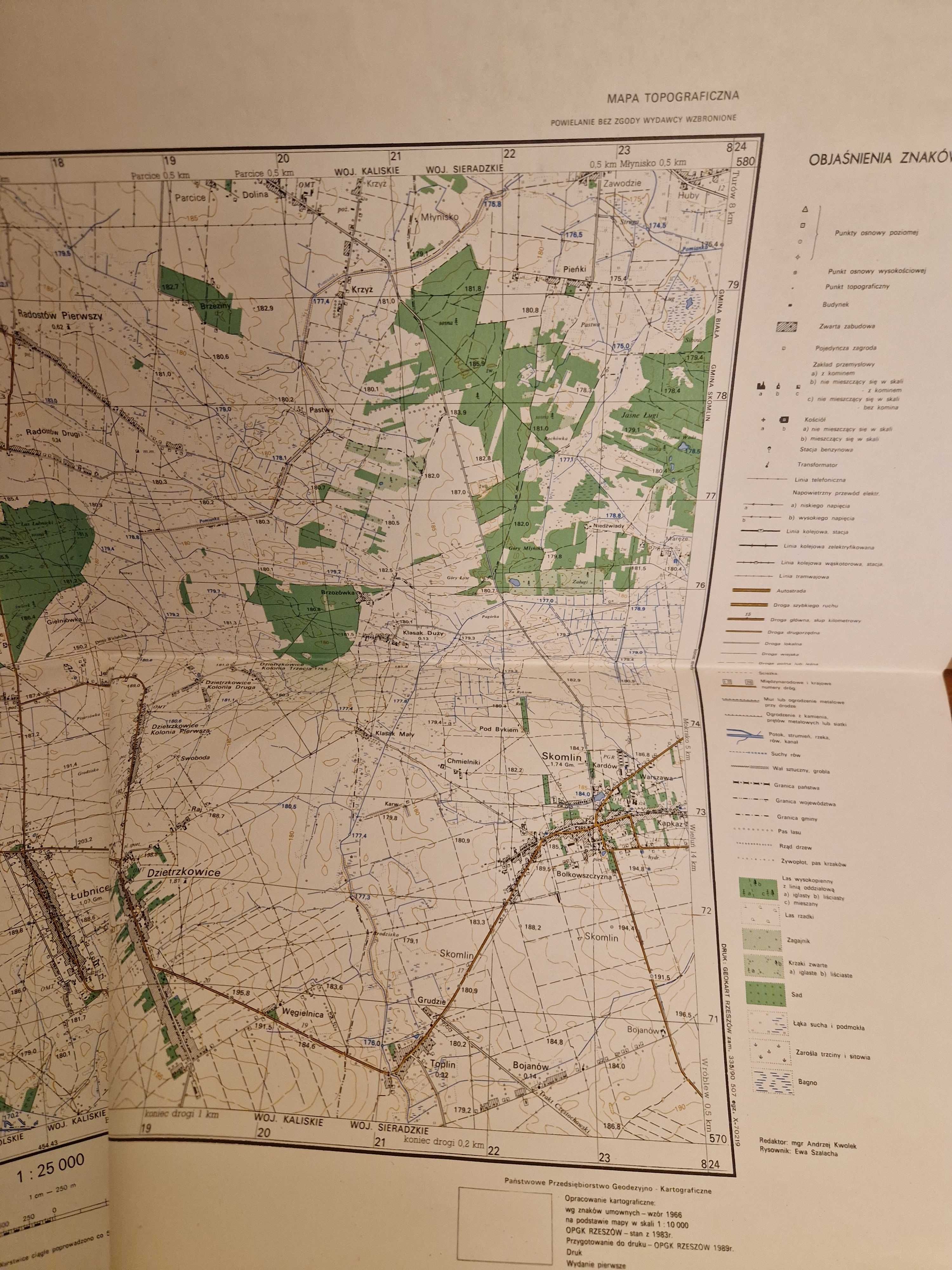 Mapa topograficzna 1:25 000 Skomlin 454.41