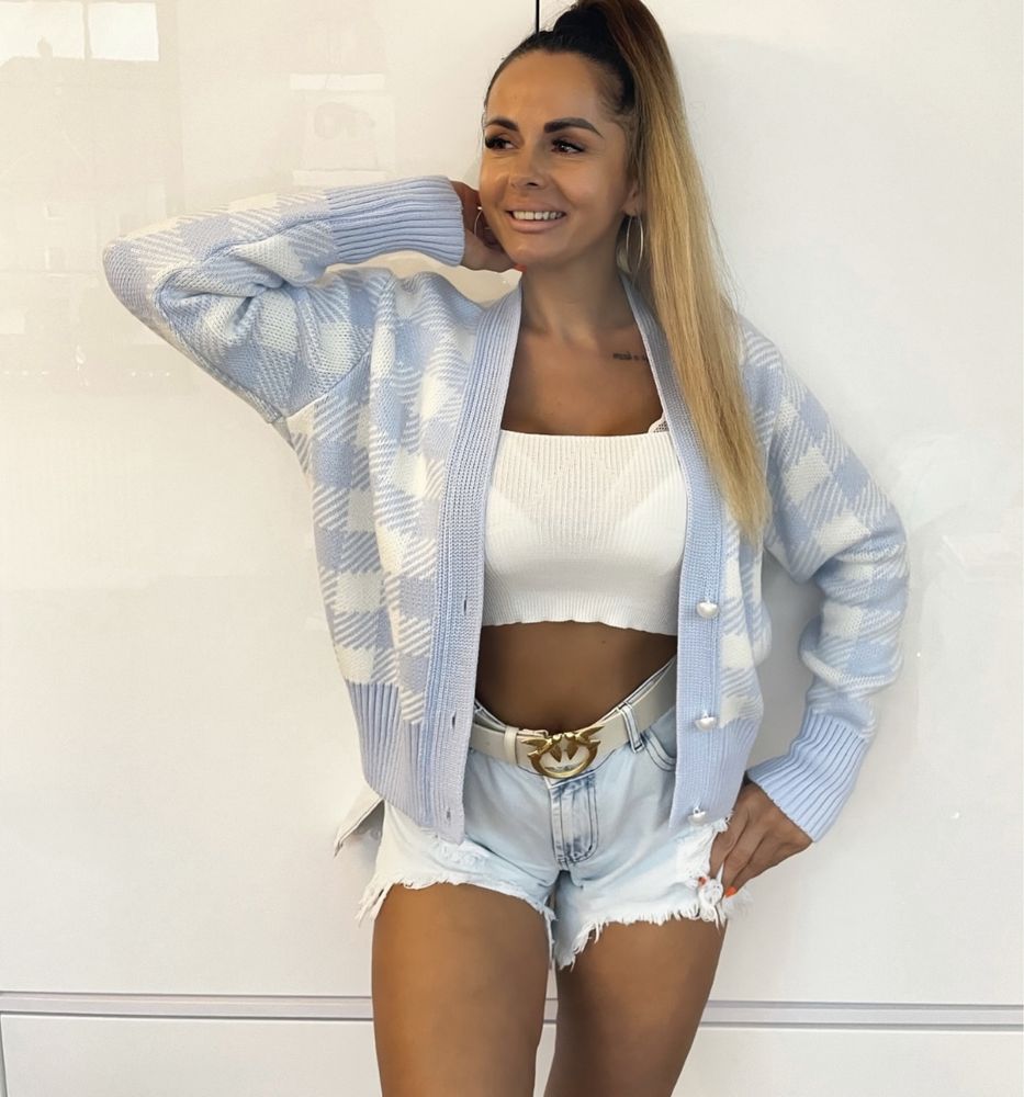 Sweter kardigan oversize Sempre Rozpinany Uni