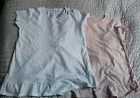 2x koszulka.blizka Sinsay 134 różowa biała baskinka falbanka