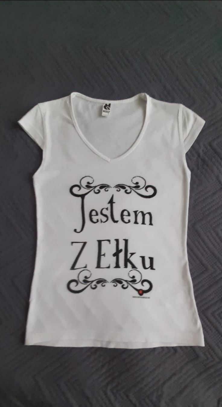 Biały t-shirt z printem S