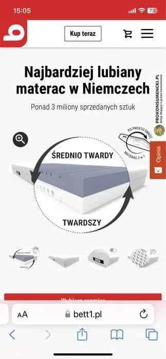Materac Twardy Srednio-twardy  140x200